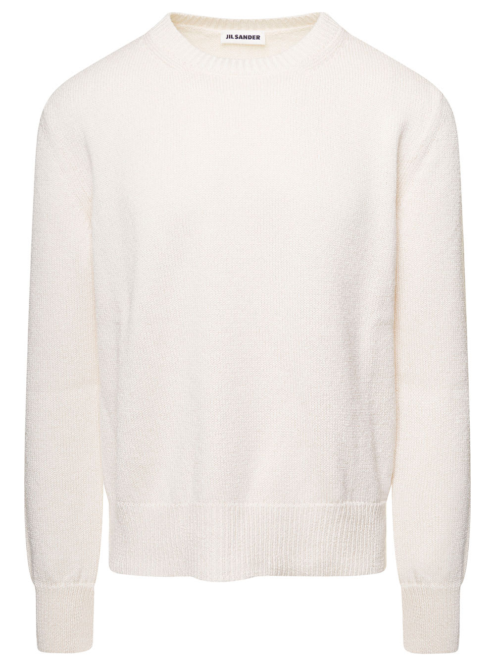 Jil Sander 白色圆领罗纹棉质男士针织套衫