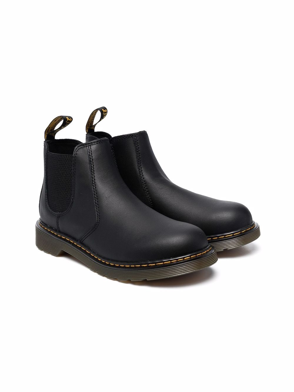 Dr. Martens Kids 皮质及踝靴 - 黑色