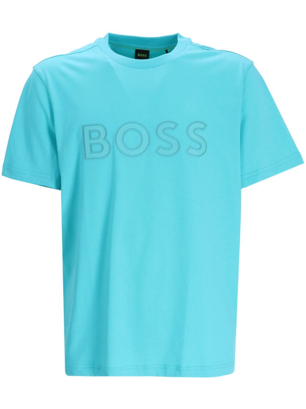 BOSS logo印花棉T恤 - 蓝色