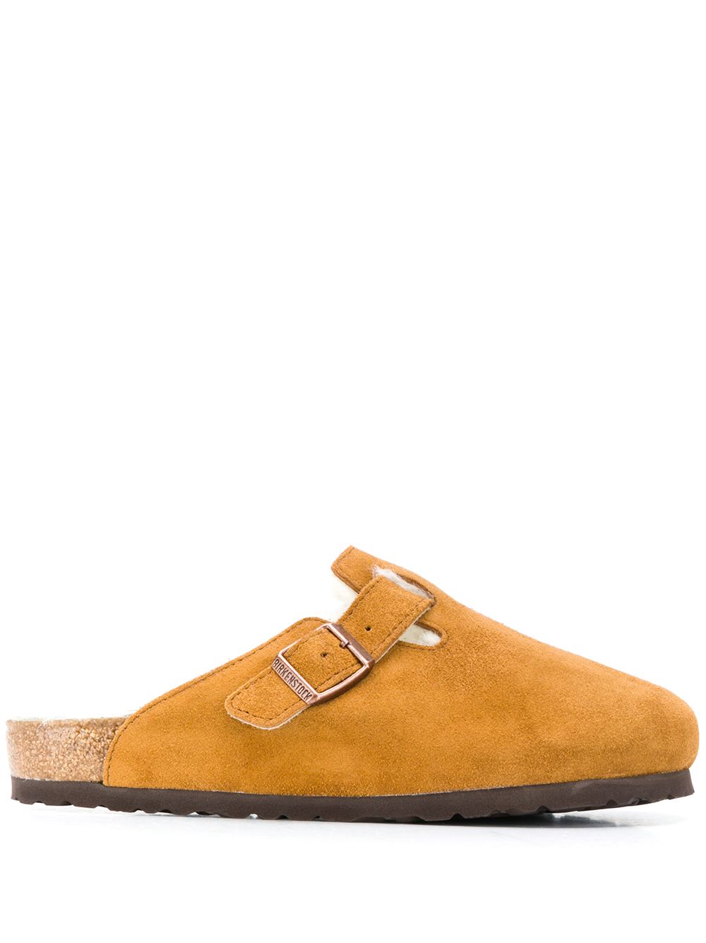 Birkenstock 皮毛一体衬里拖鞋 - 褐色