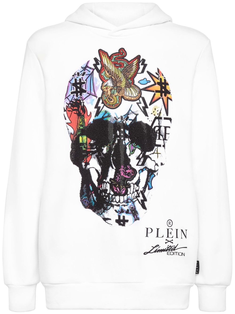Philipp Plein 晶饰骷髅头连帽衫 - 白色