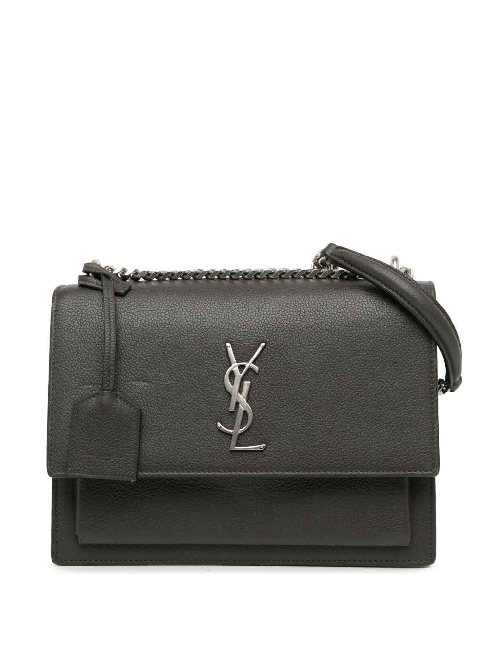 Saint Laurent Pre-Owned Monogram Sunset 粒面小牛皮中号斜挎包（2016年典藏款） - 灰色