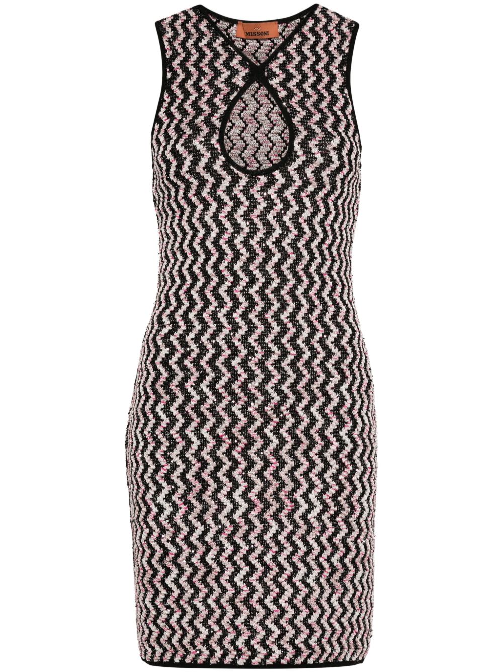 Missoni Z字形图案迷你连衣裙 - 黑色