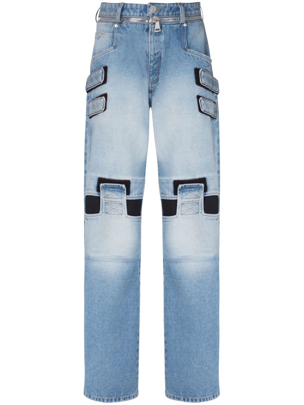 Balmain 网纱细节宽松牛仔裤 - 蓝色