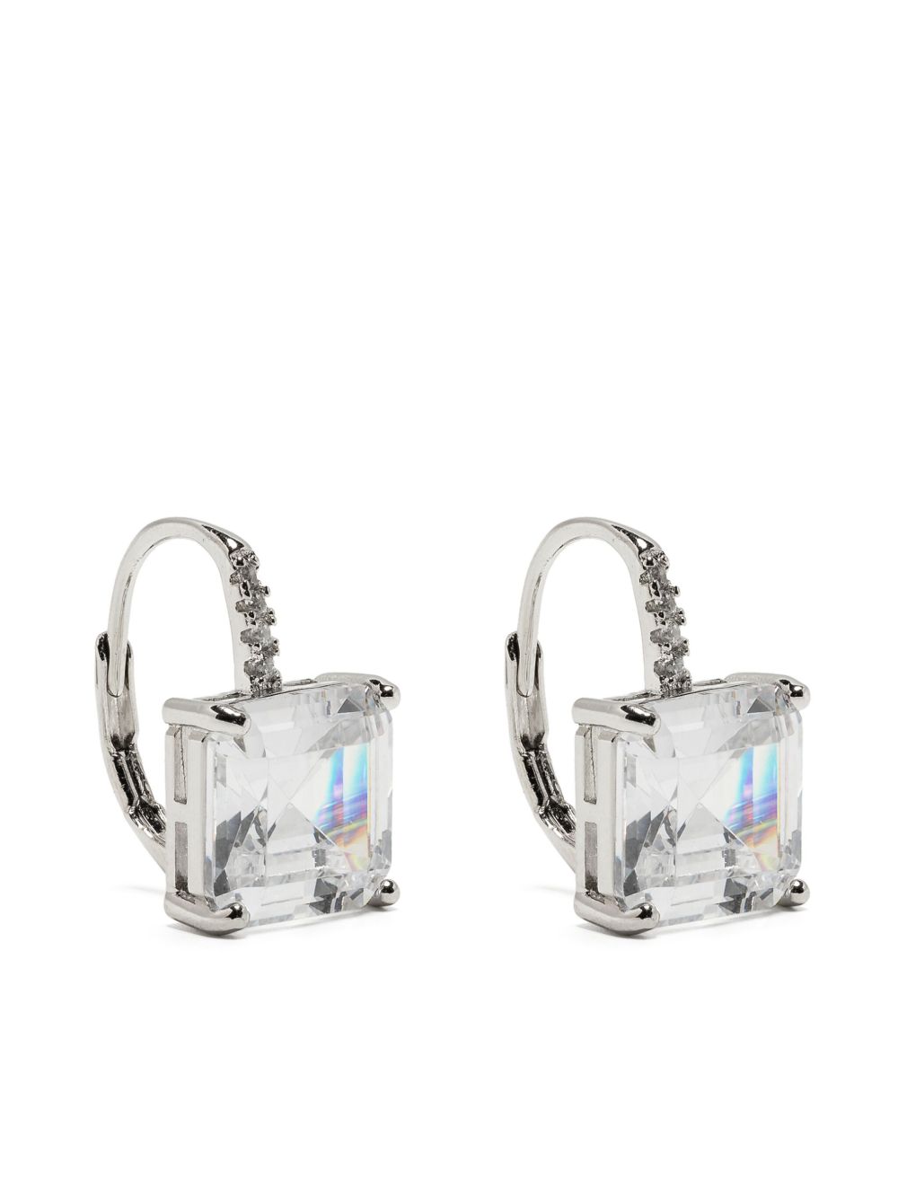 Kenneth Jay Lane Asscher CZ 吊饰耳环 - 银色