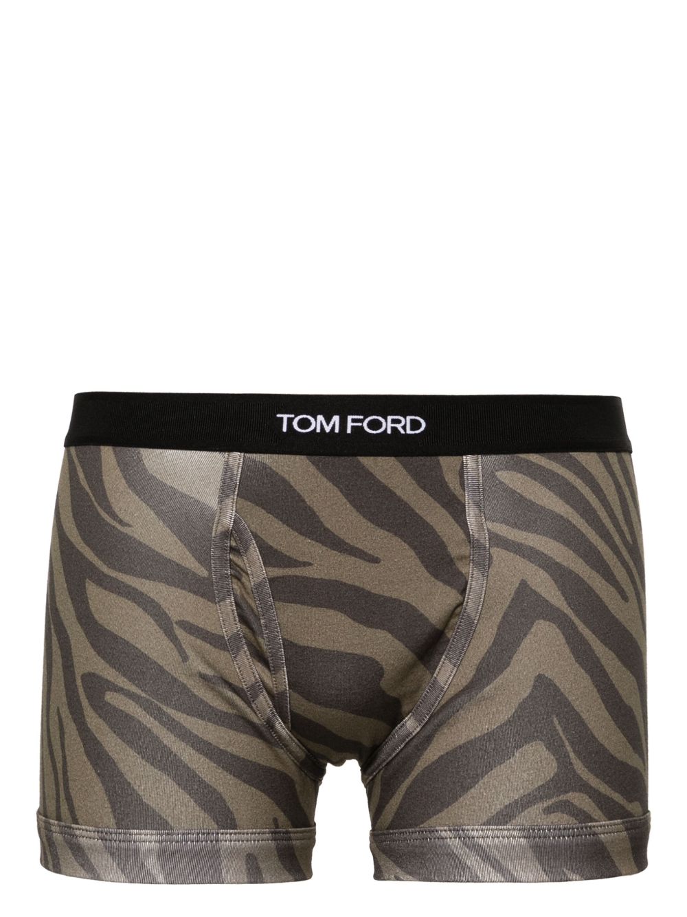 TOM FORD 斑马纹棉三角内裤 - 绿色