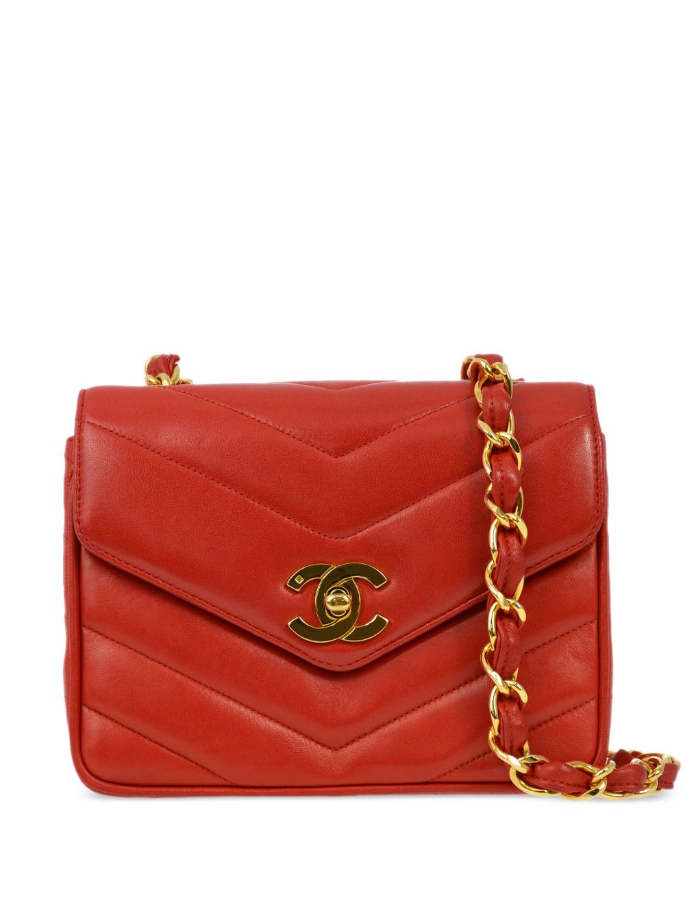 CHANEL Pre-Owned Chevron 单肩包（1995年典藏款） - 红色