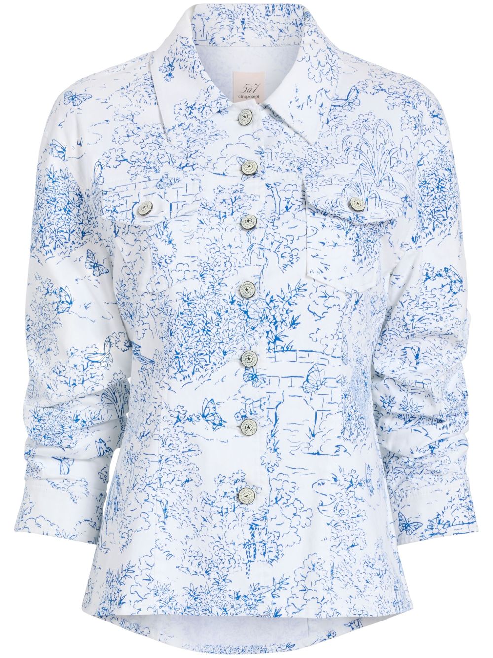 Cinq A Sept Garden Toile 纽扣夹克 - 蓝色