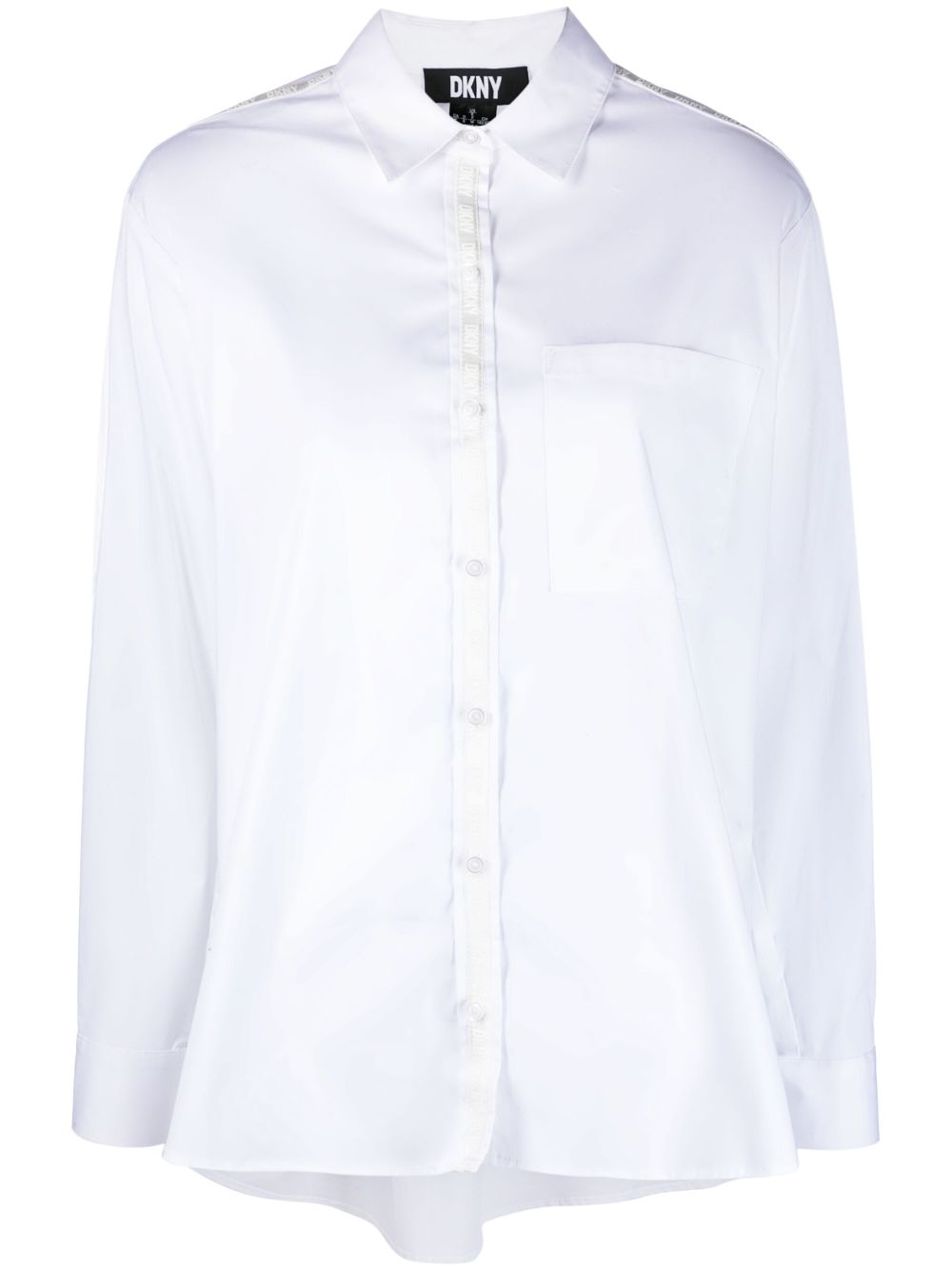DKNY logo饰带棉衬衫 - 白色