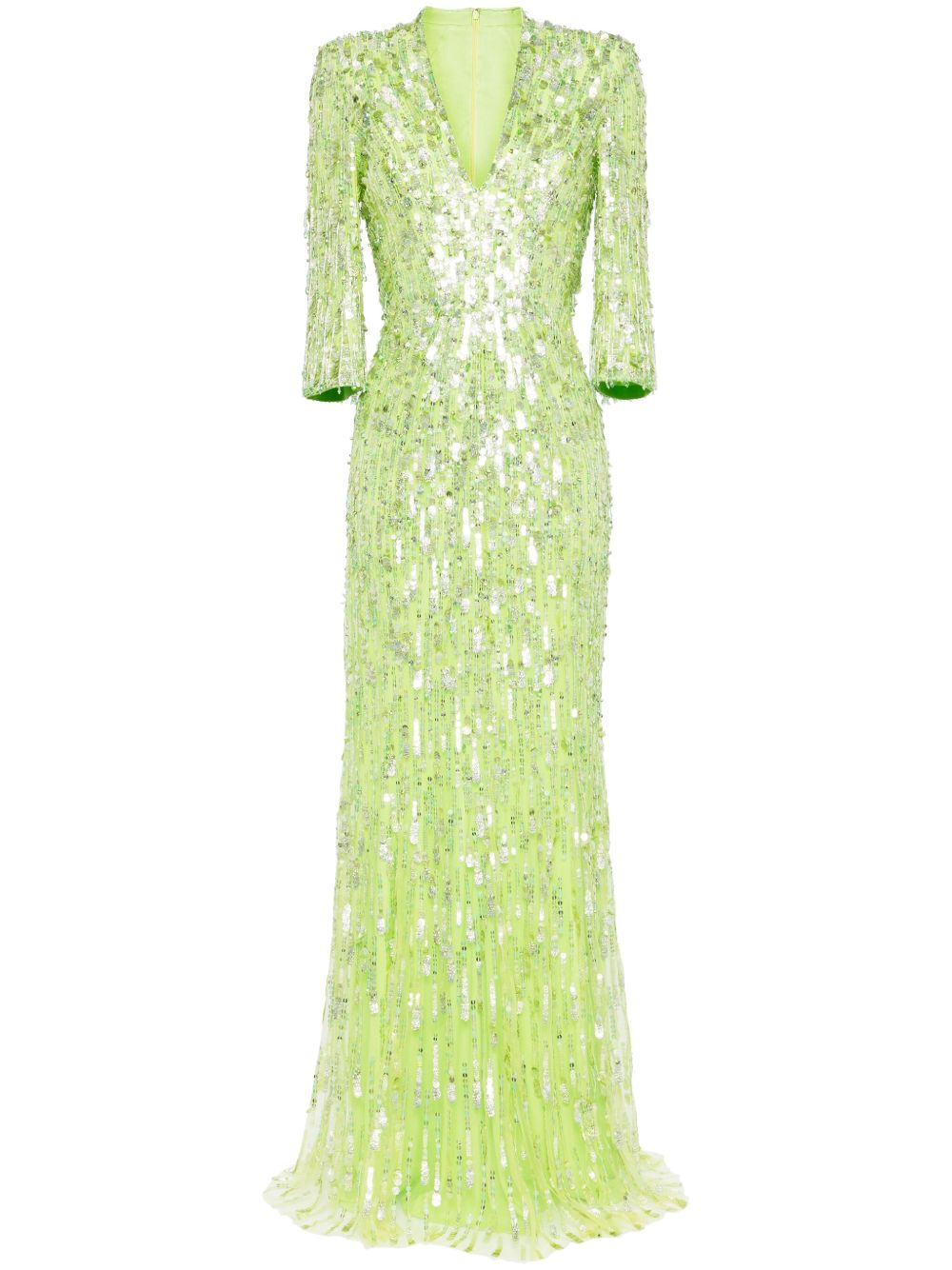 Jenny Packham Oscar 亮片缀饰礼服 - 绿色