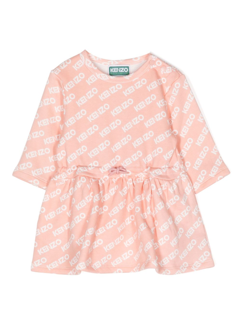 Kenzo Kids logo印花棉迷你连衣裙 - 粉色