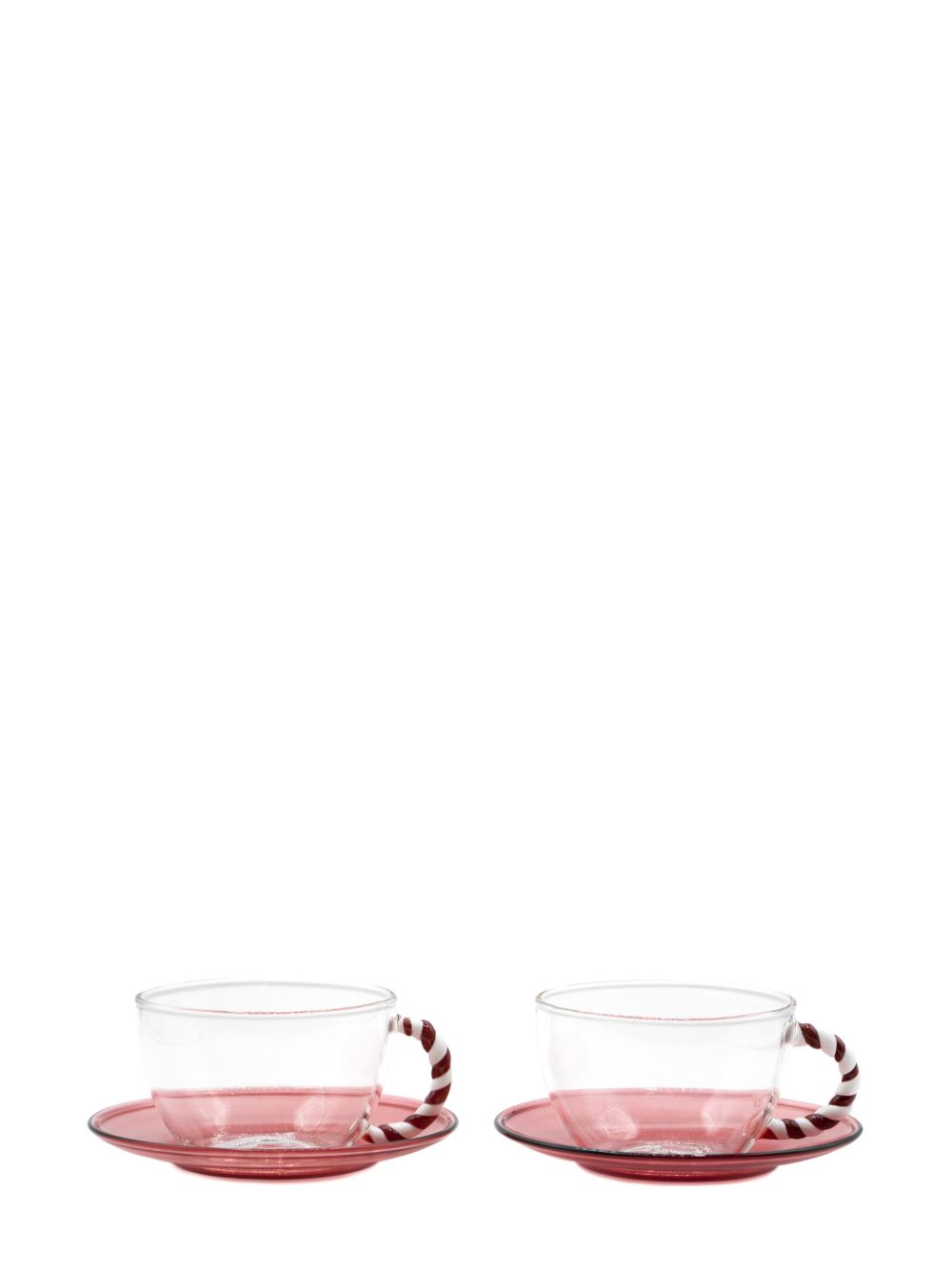 CU I SEEYOU Christmas striped-handle glass teacup (set of two) - 粉色