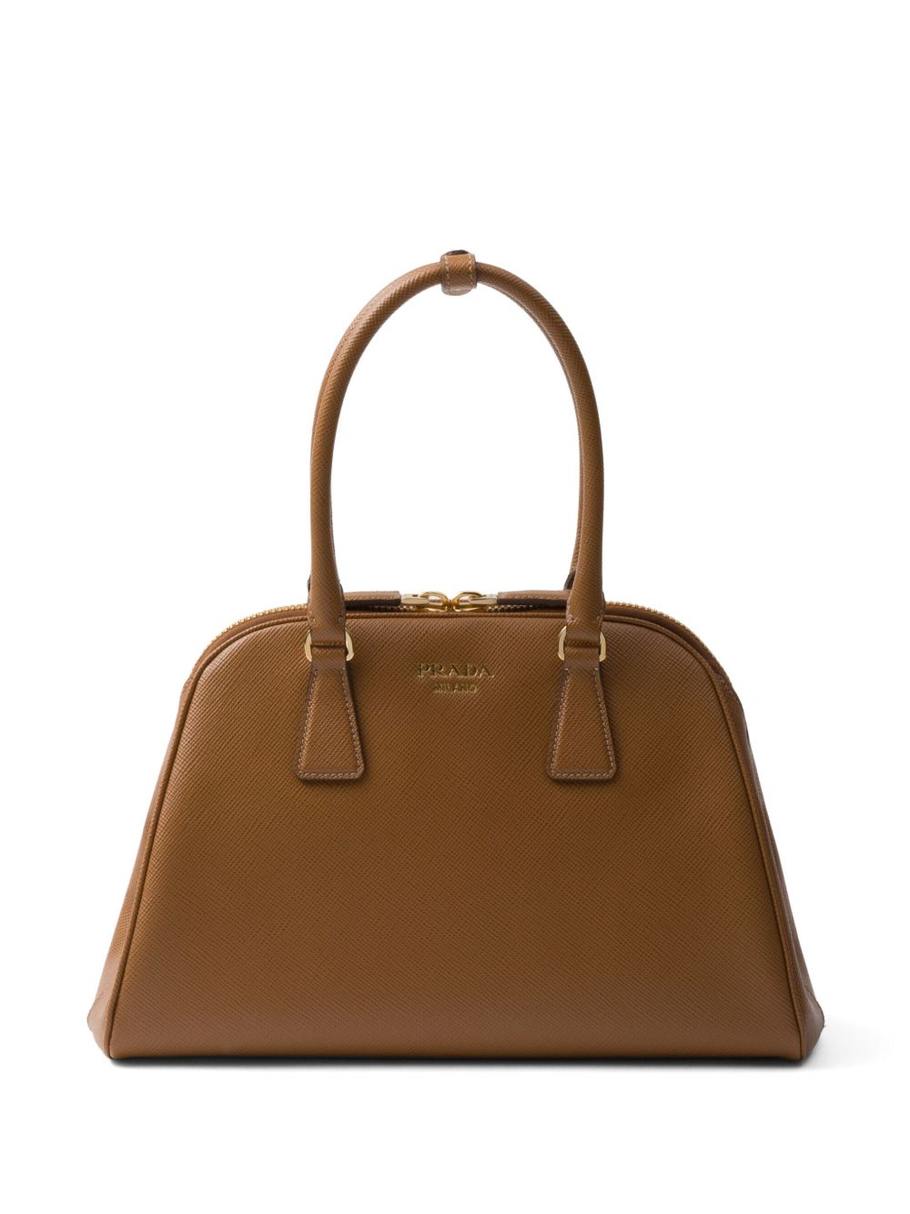 Prada Saffiano 皮质中号手提包 - 褐色