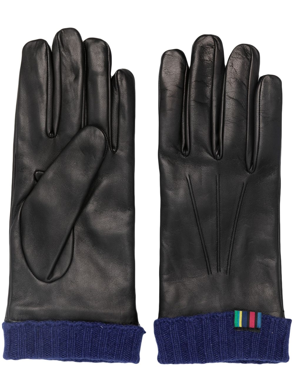 PS Paul Smith logo刺绣皮质手套 - 黑色