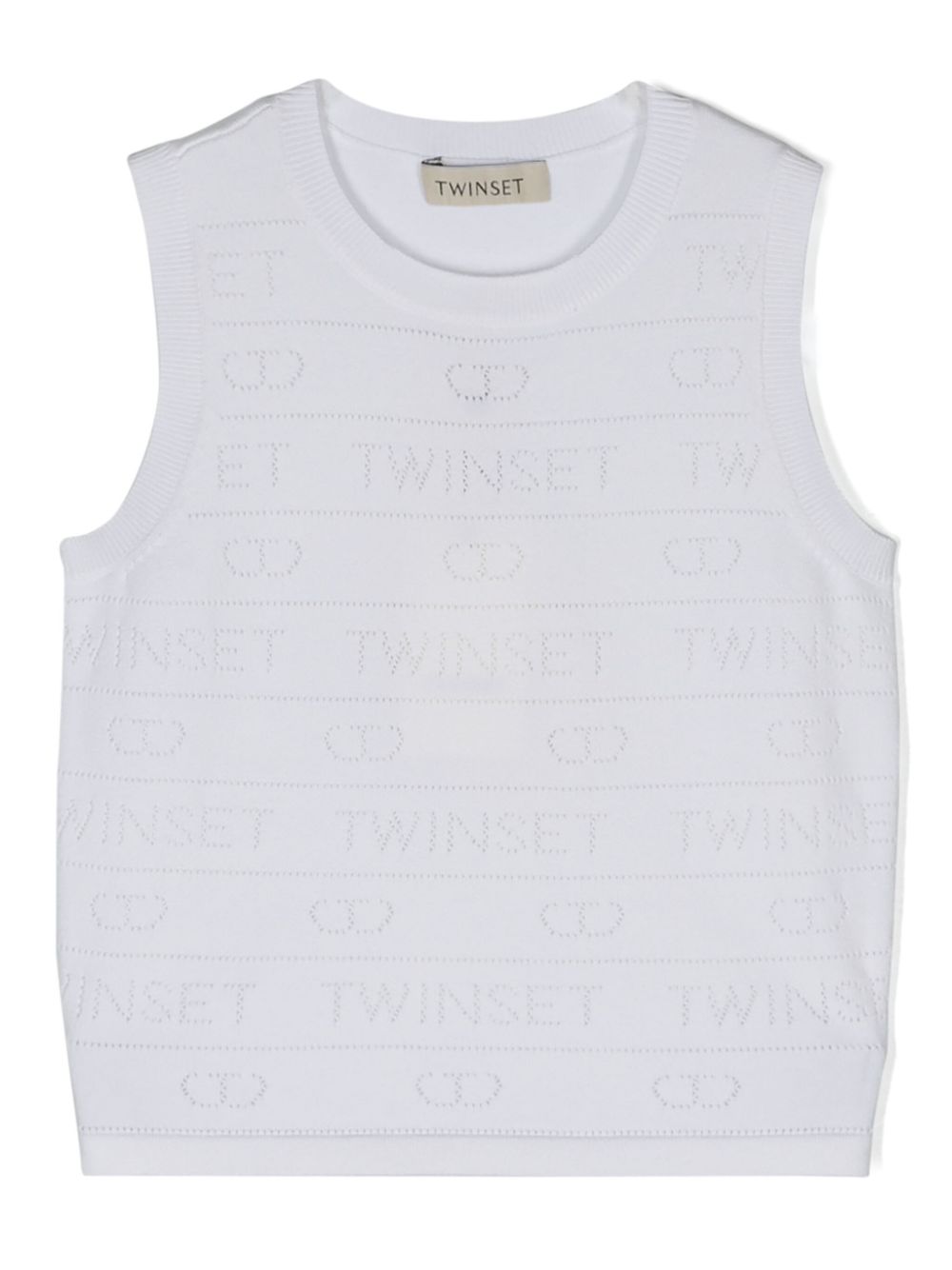 TWINSET Kids logo网眼编织坦克背心 - 中性色