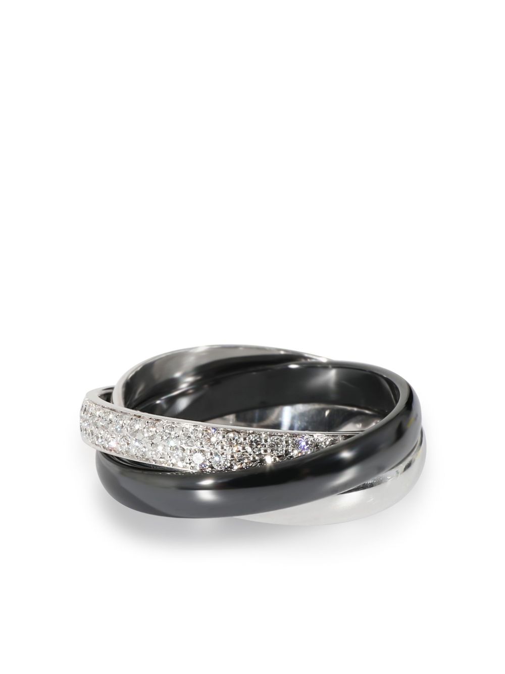 Cartier 18K白金 Trinity 钻石戒指 - 银色
