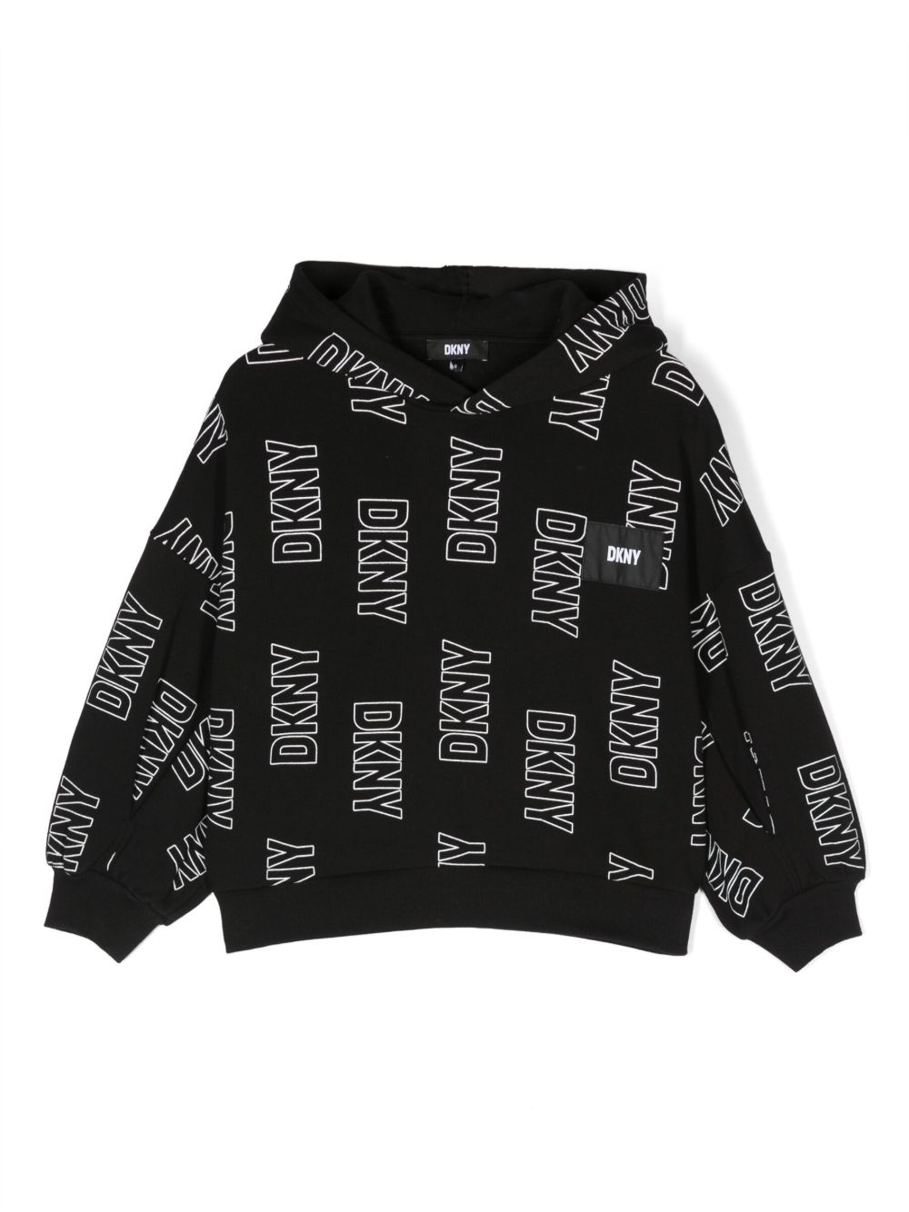 Dkny Kids logo印花棉连帽衫 - 黑色