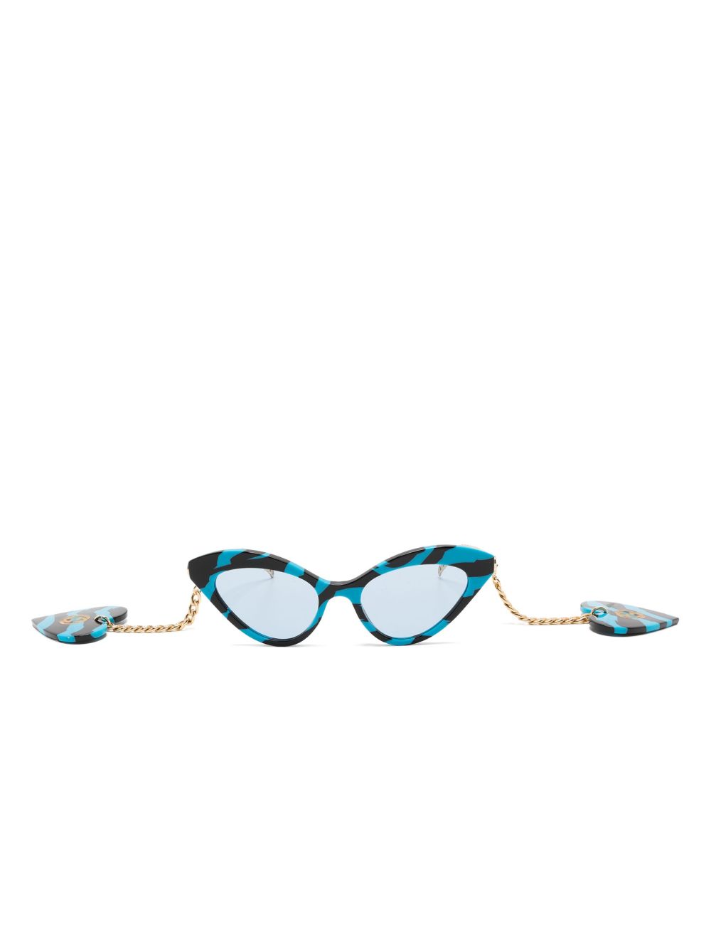 Gucci Eyewear 斑马纹猫眼框太阳眼镜 - 蓝色