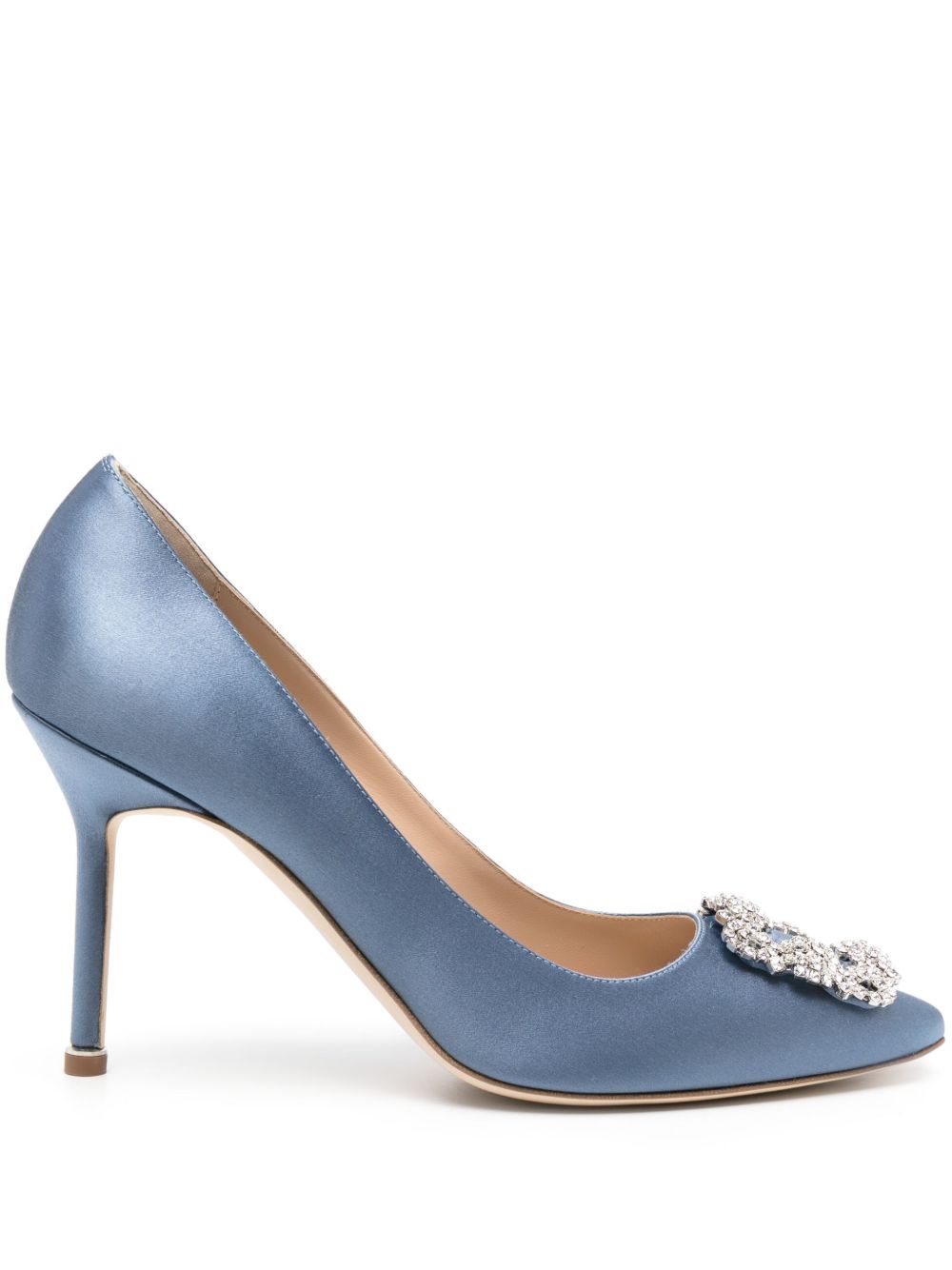 Manolo Blahnik Hangisi 缎面高跟鞋 - 蓝色
