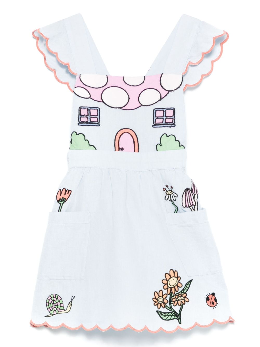 Stella McCartney Kids 刺绣图案连衣裙 - 蓝色