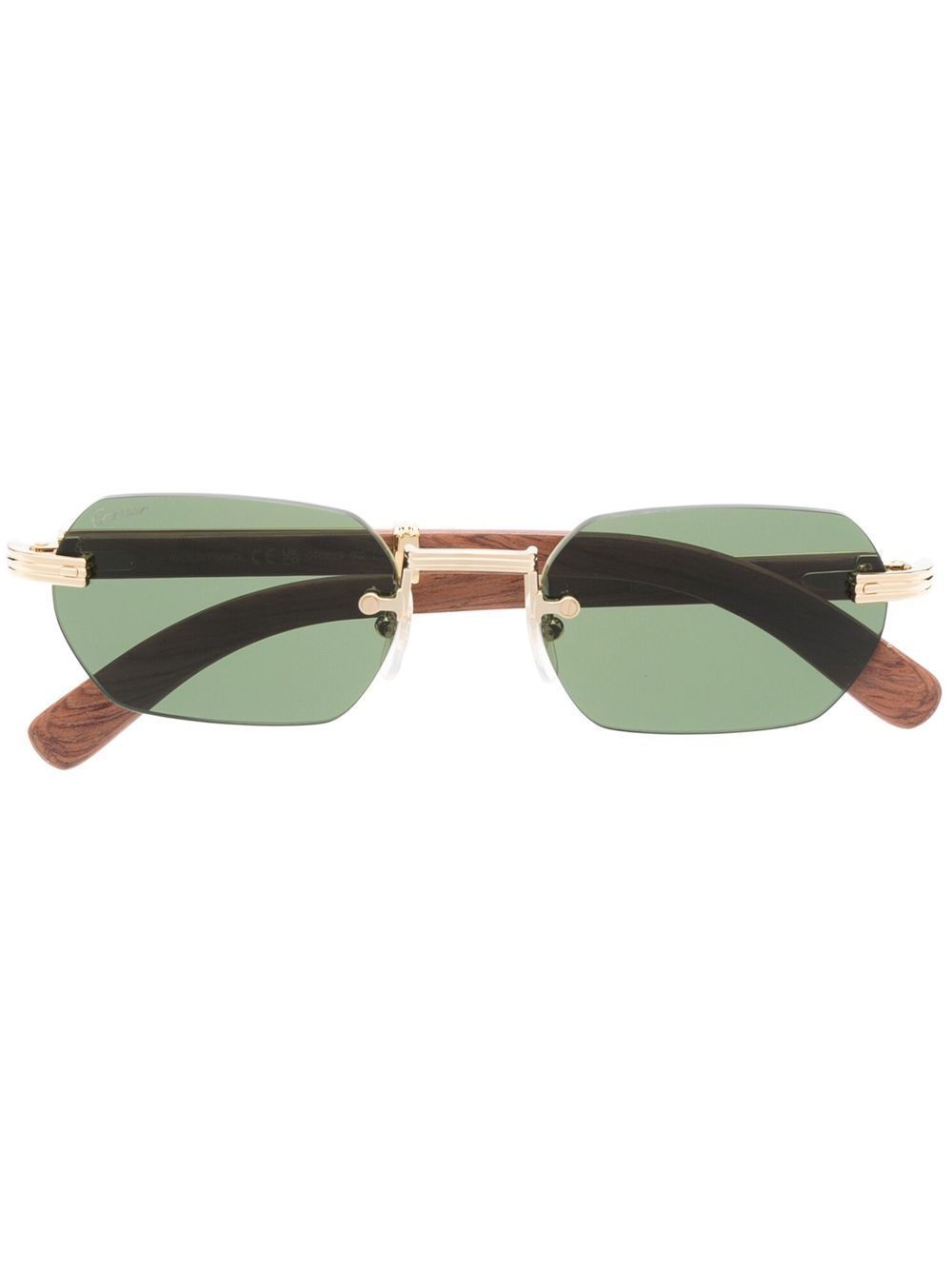 Cartier Eyewear 有色镜片几何形框太阳眼镜 - 金色