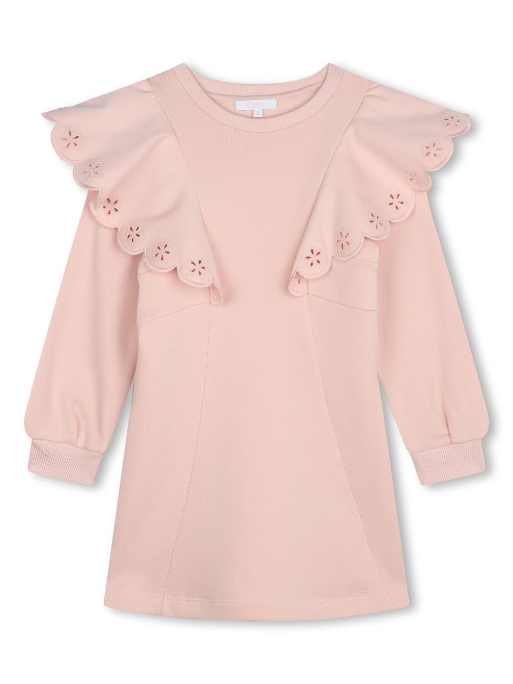 Chloé Kids 荷叶边细节棉连衣裙 - 粉色
