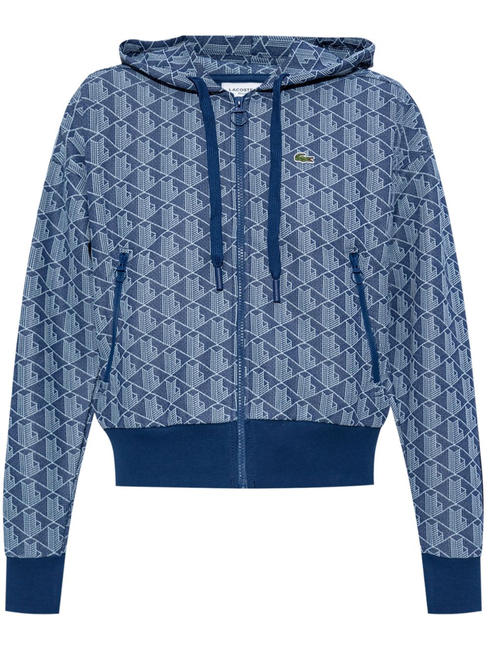 Lacoste 提花经典logo连帽衫 - 蓝色