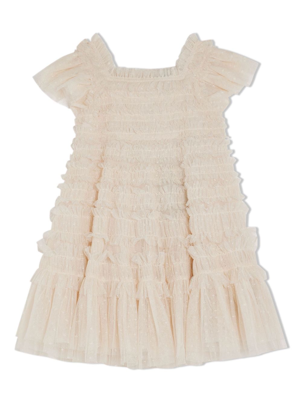 NEEDLE & THREAD KIDS Lisette 荷叶边薄纱连衣裙 - 中性色