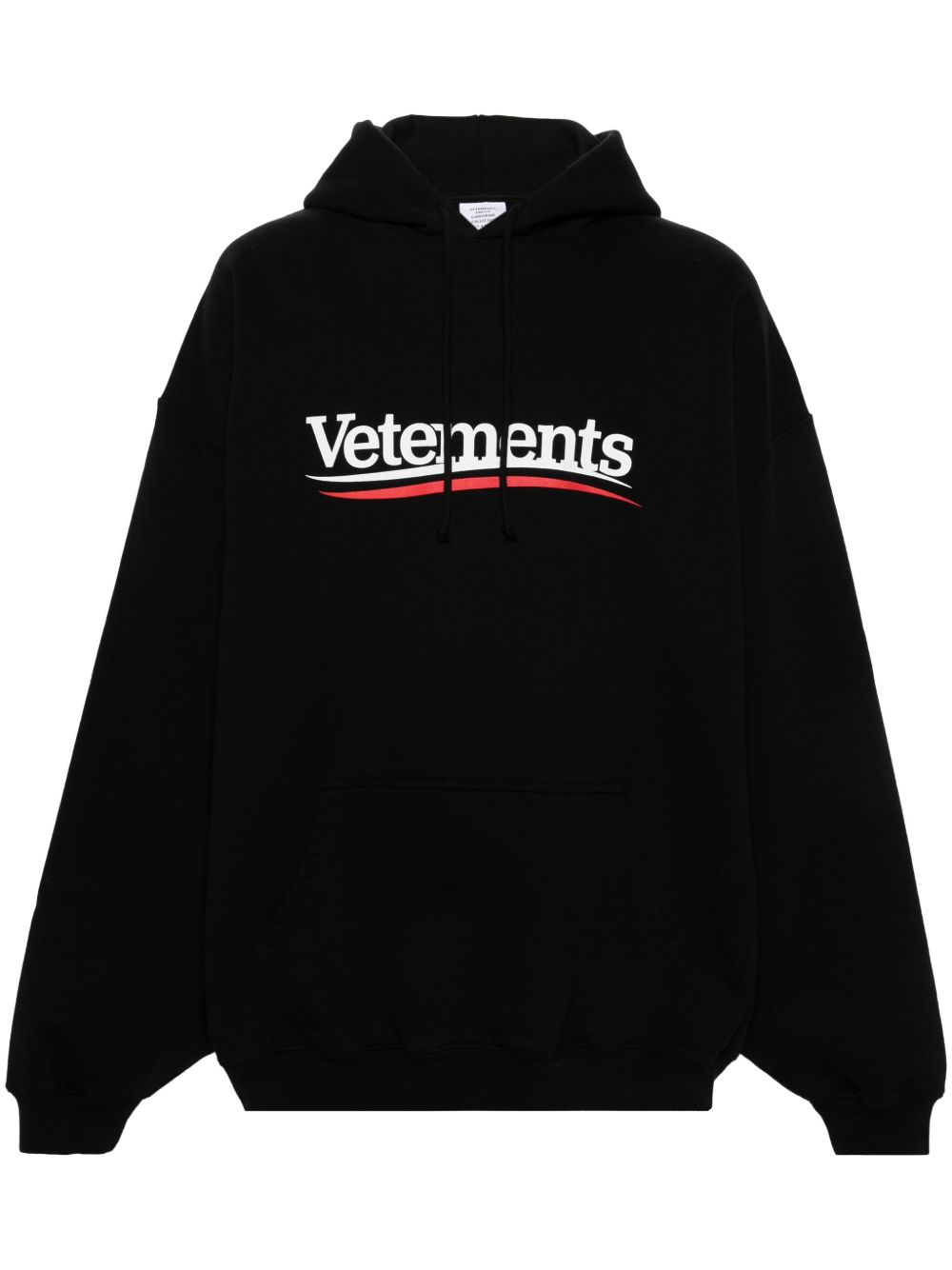 VETEMENTS logo印花棉质混纺连帽衫 - 黑色