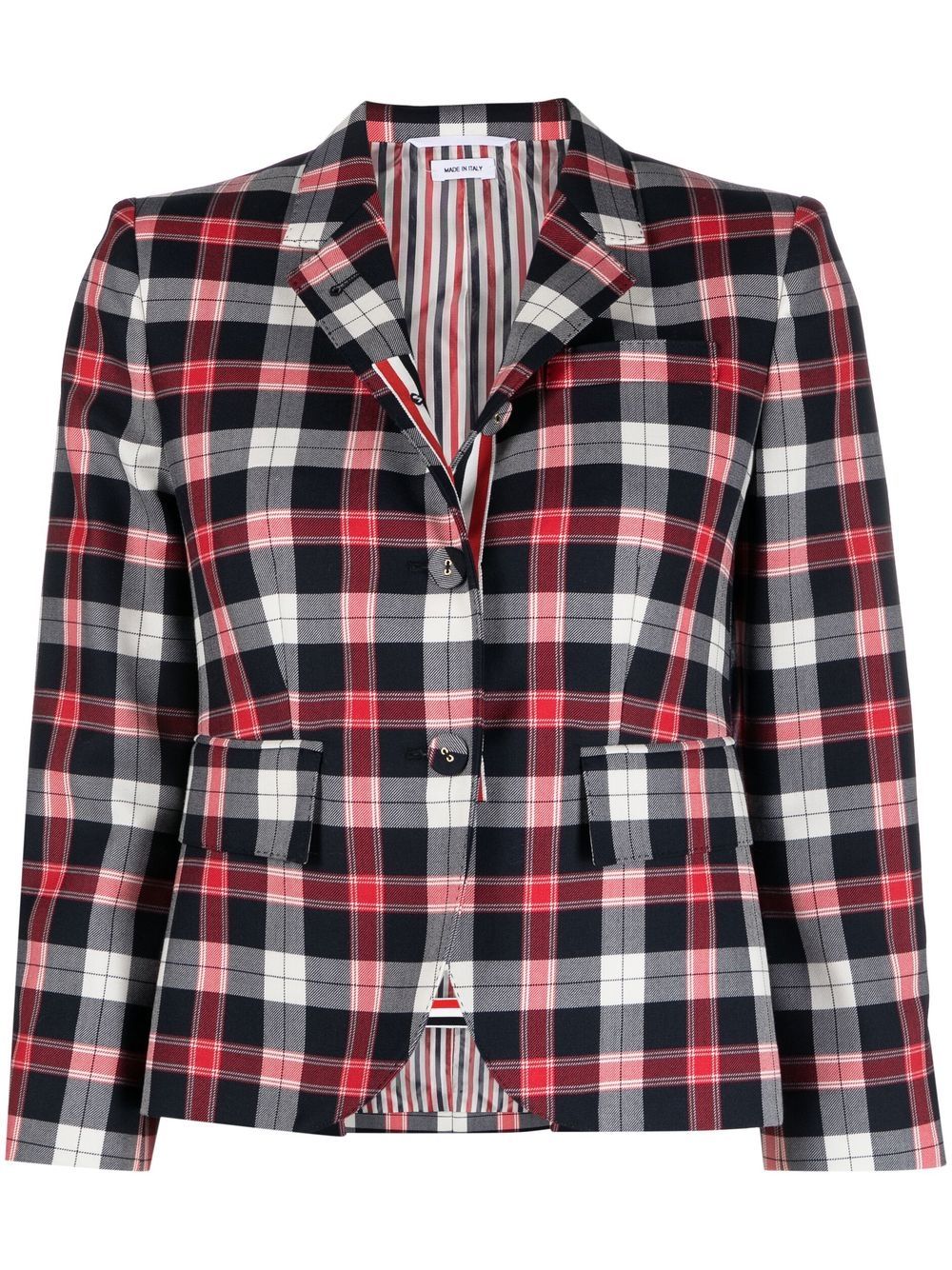 Thom Browne 格纹单排扣西装夹克 - 红色