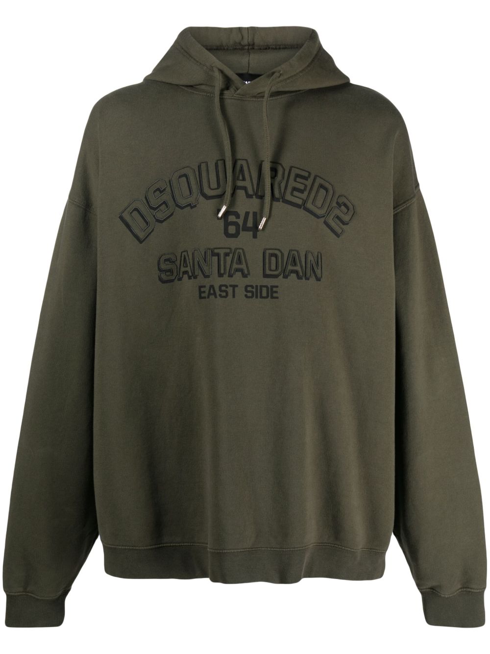 DSQUARED2 logo压纹棉连帽衫 - 绿色