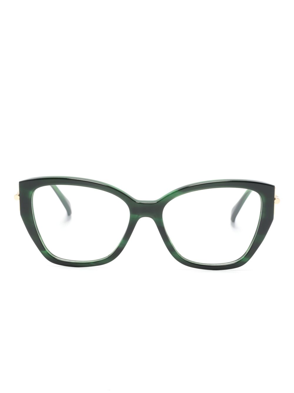 Max Mara Eyewear 玳瑁纹猫眼框太阳眼镜 - 绿色