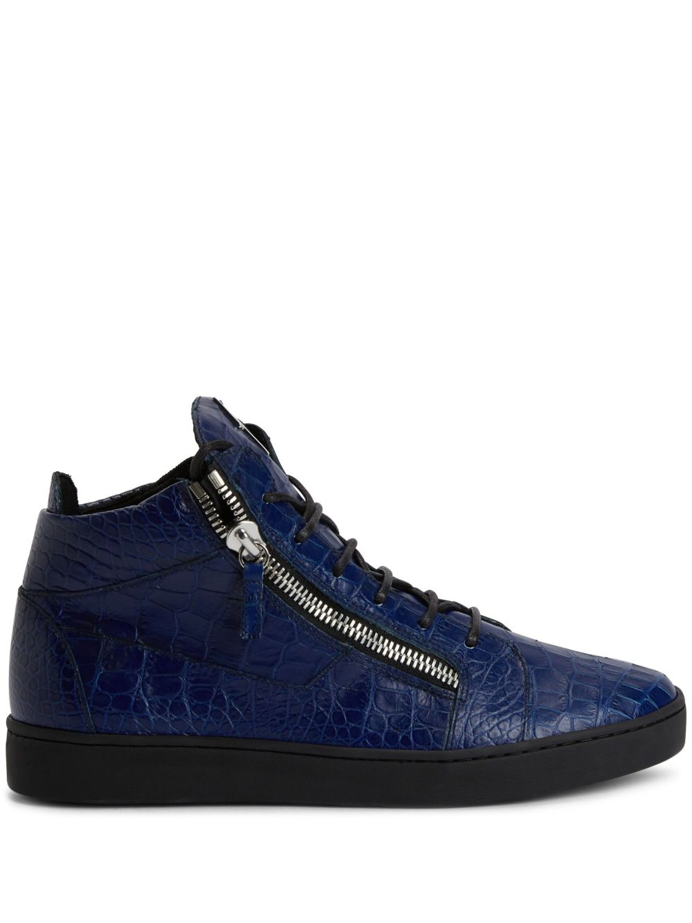 Giuseppe Zanotti Kriss 仿鳄鱼纹运动鞋 - 蓝色