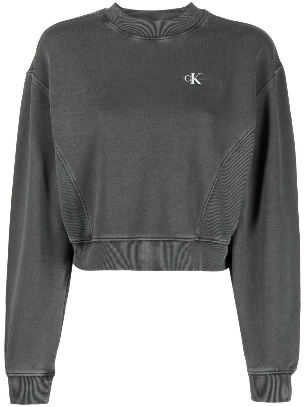 Calvin Klein Jeans logo印花水洗卫衣 - 灰色