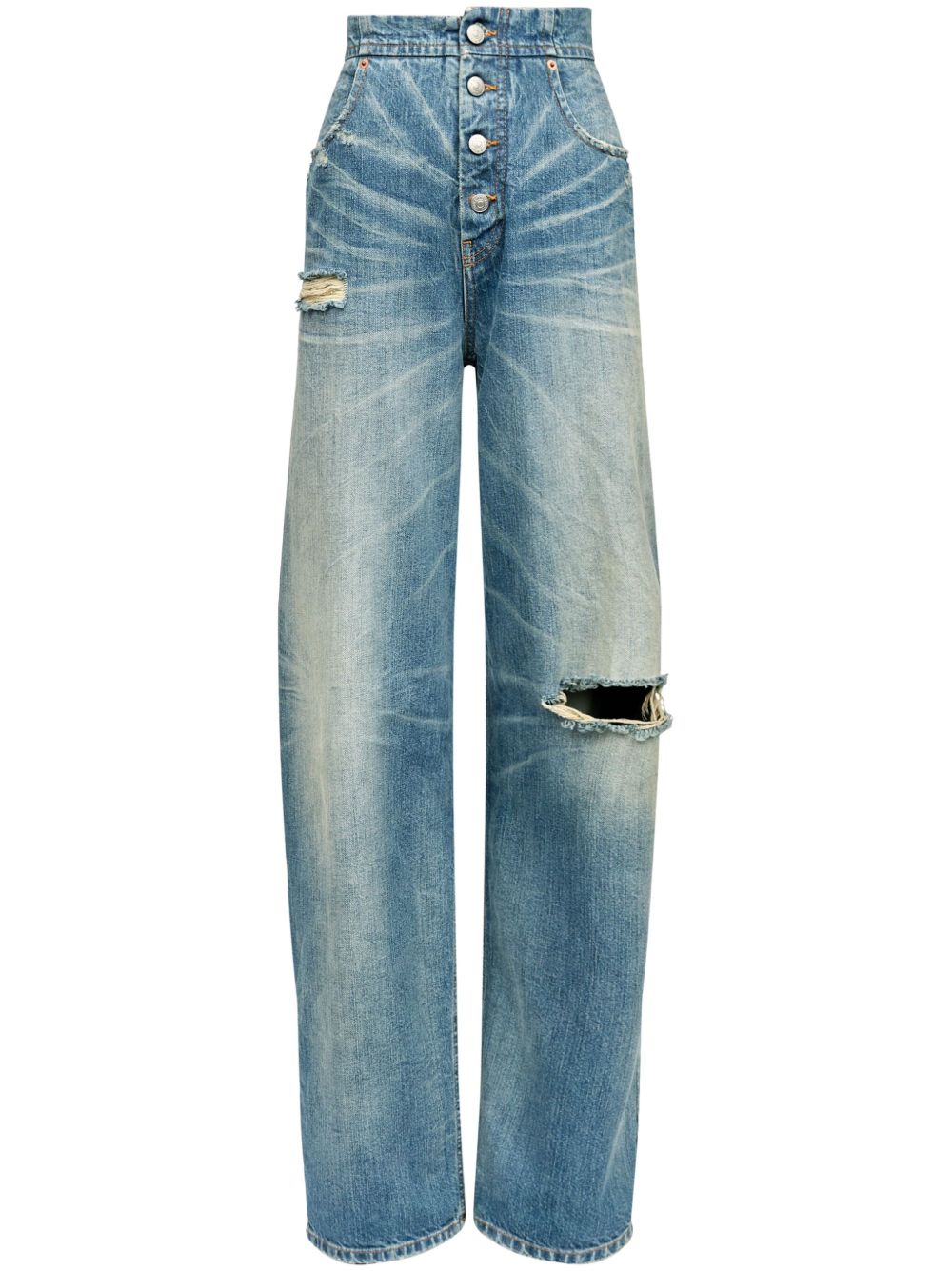 MM6 Maison Margiela 仿旧直筒牛仔裤 - 蓝色