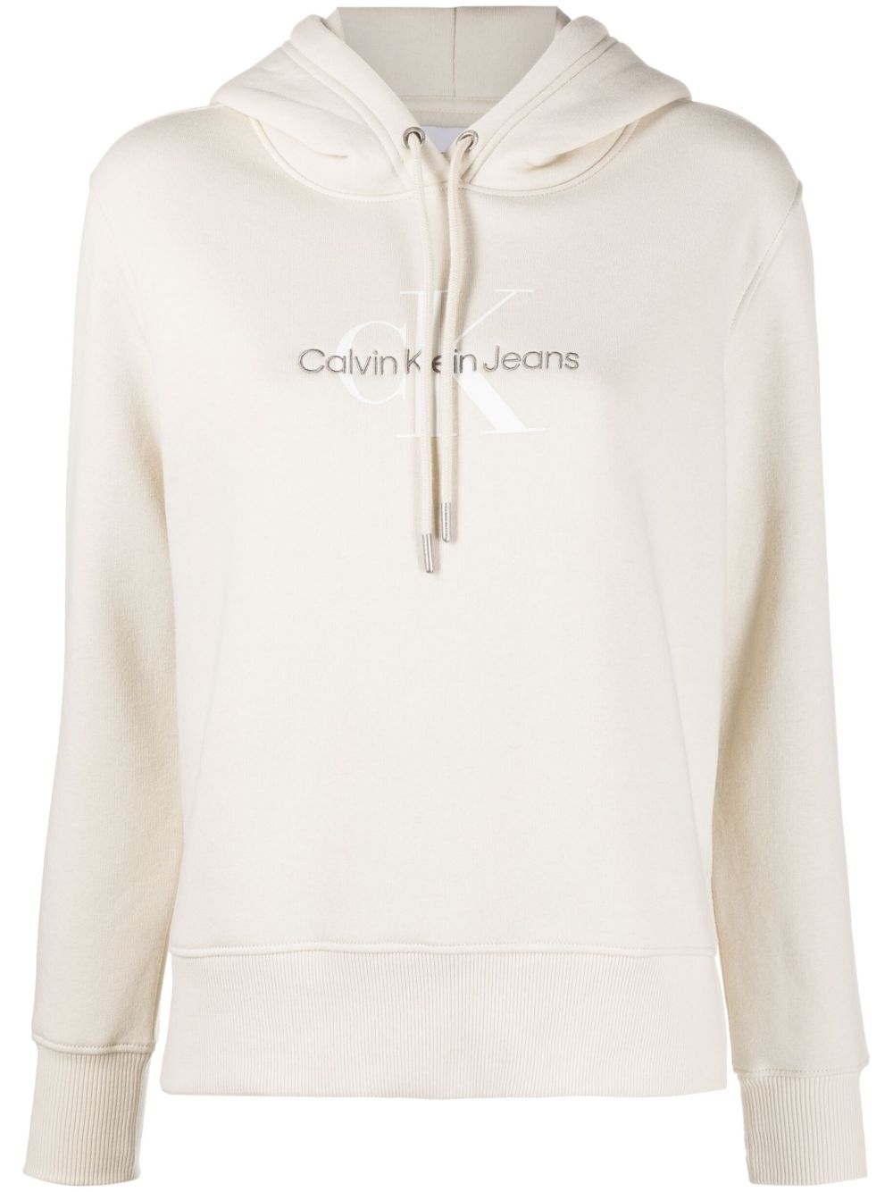 Calvin Klein logo刺绣抽绳连帽衫 - 中性色
