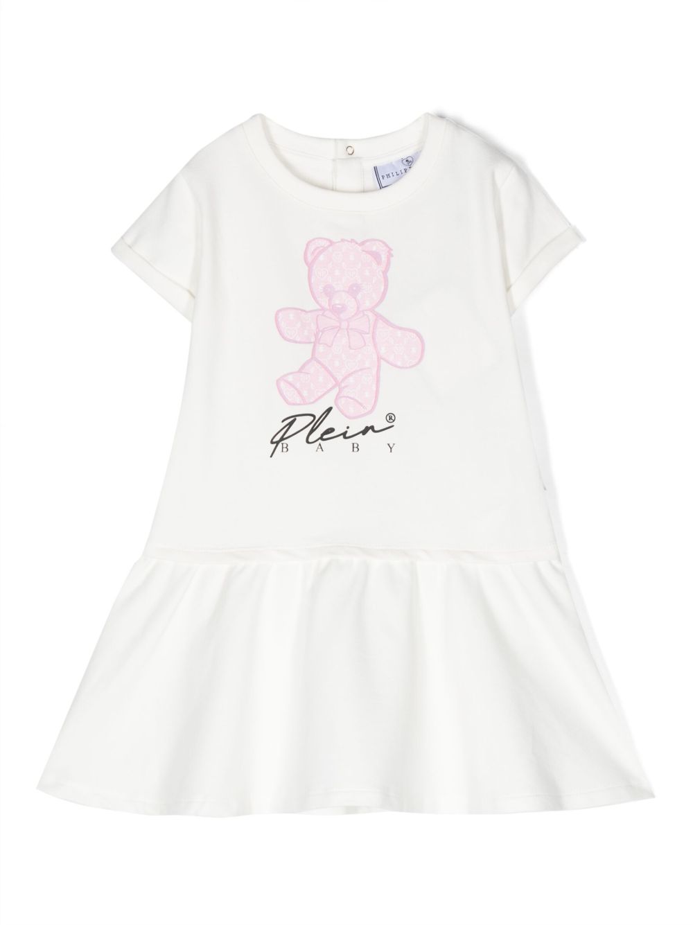 Philipp Plein Junior 泰迪熊图案连衣裙 - 白色