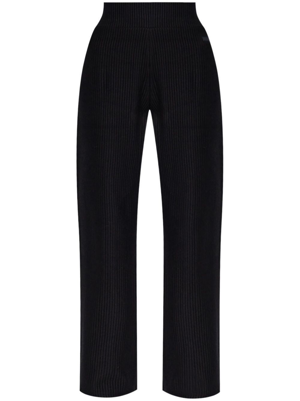 Ea7 Emporio Armani 罗纹直筒裤 - 黑色