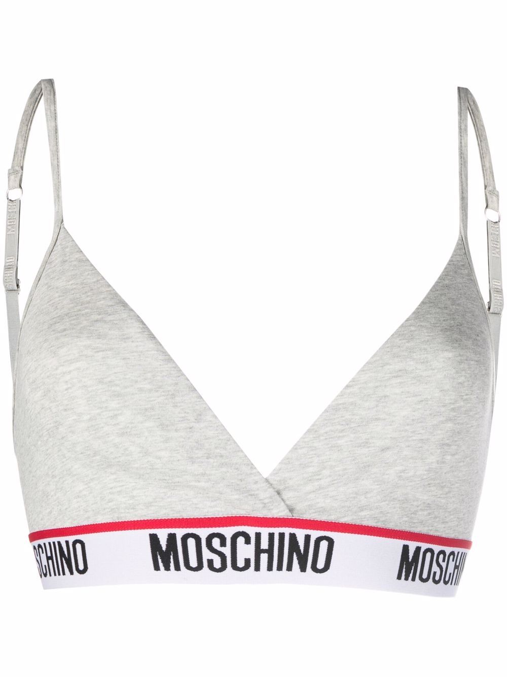 Moschino logo织带三角形罩杯文胸 - 灰色