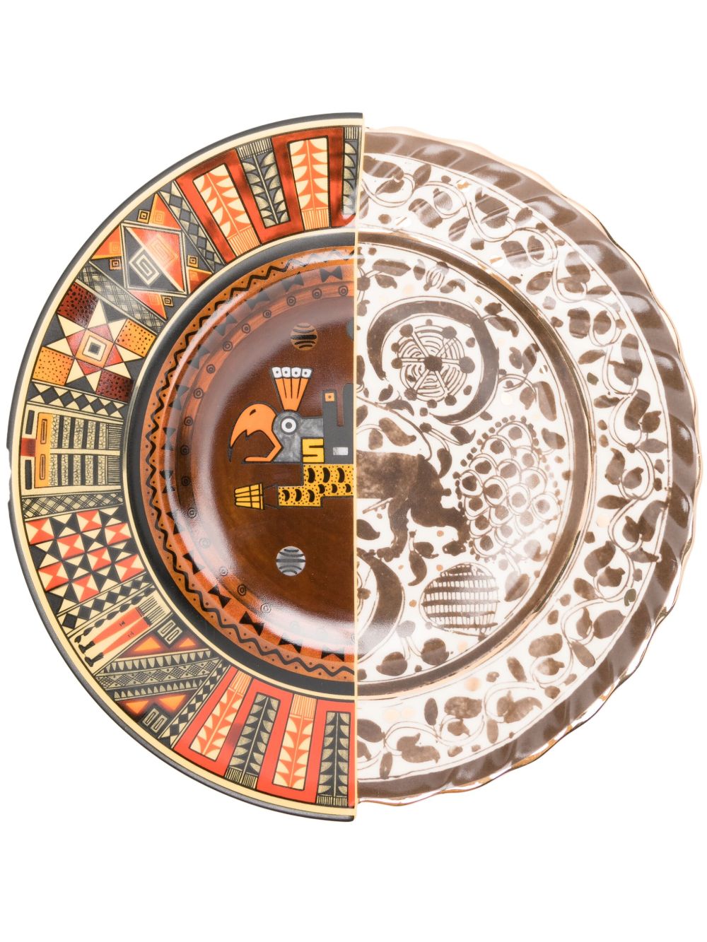 Seletti Hybrid Mitla 陶瓷餐盘 - 褐色