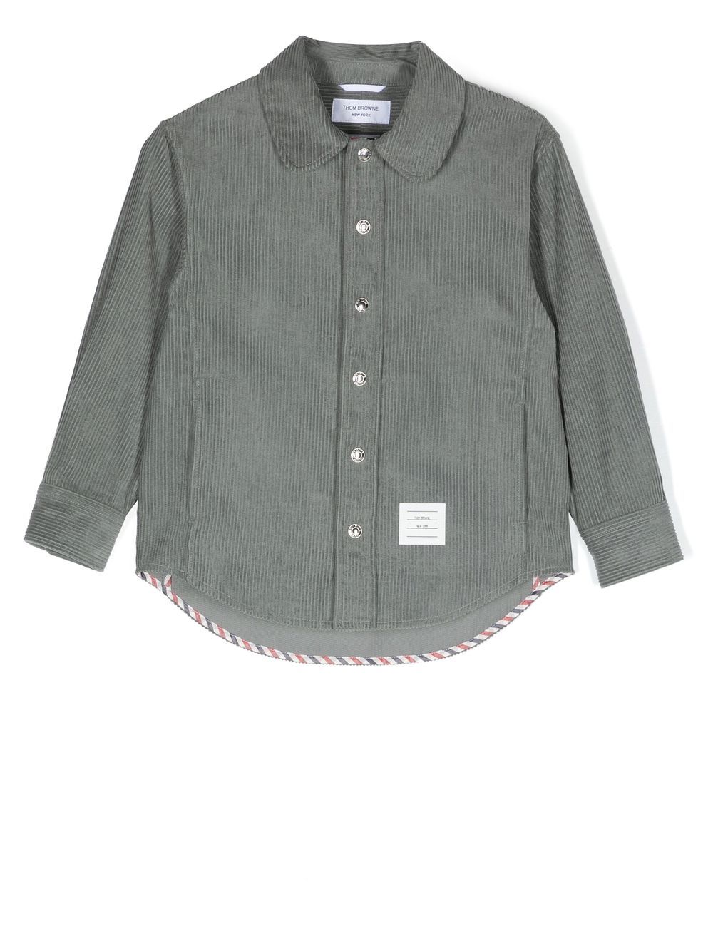 Thom Browne Kids 灯芯绒衬衫式夹克 - 灰色