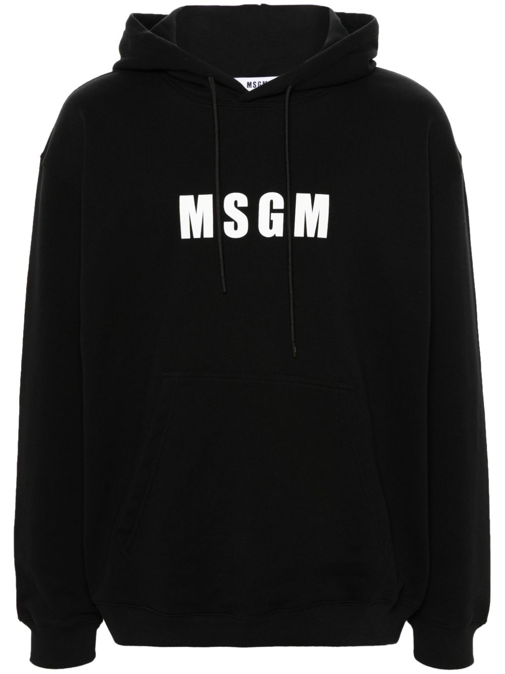 MSGM logo印花棉连帽衫 - 黑色