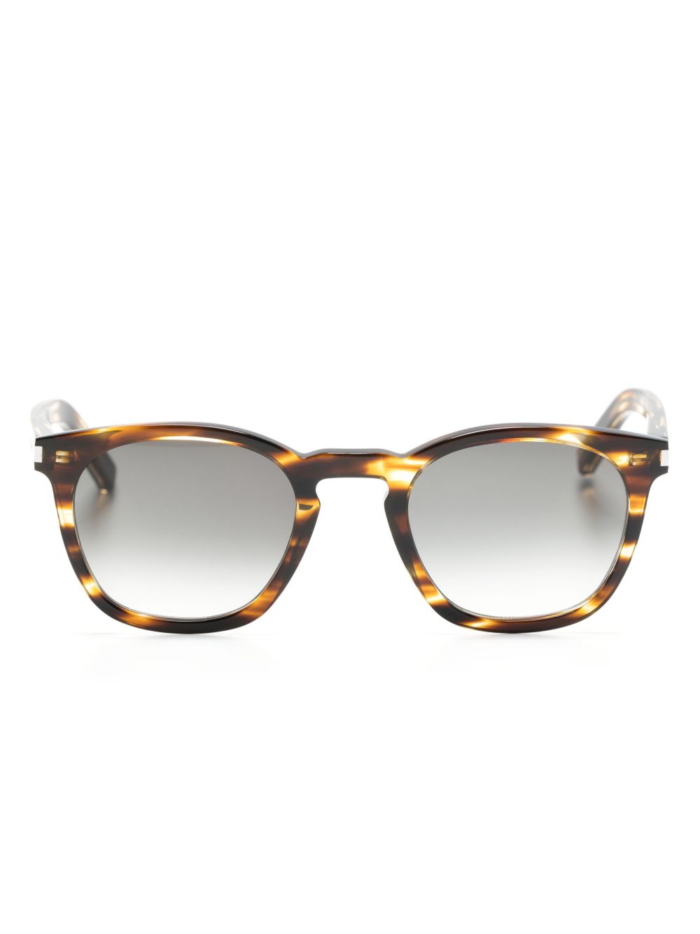Saint Laurent Eyewear 玳瑁纹效果圆框太阳眼镜 - 褐色
