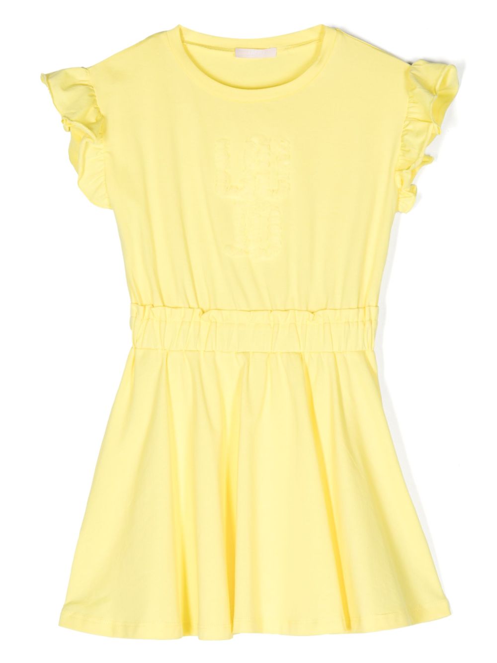 Liu Jo Kids logo贴花棉连衣裙 - 黄色