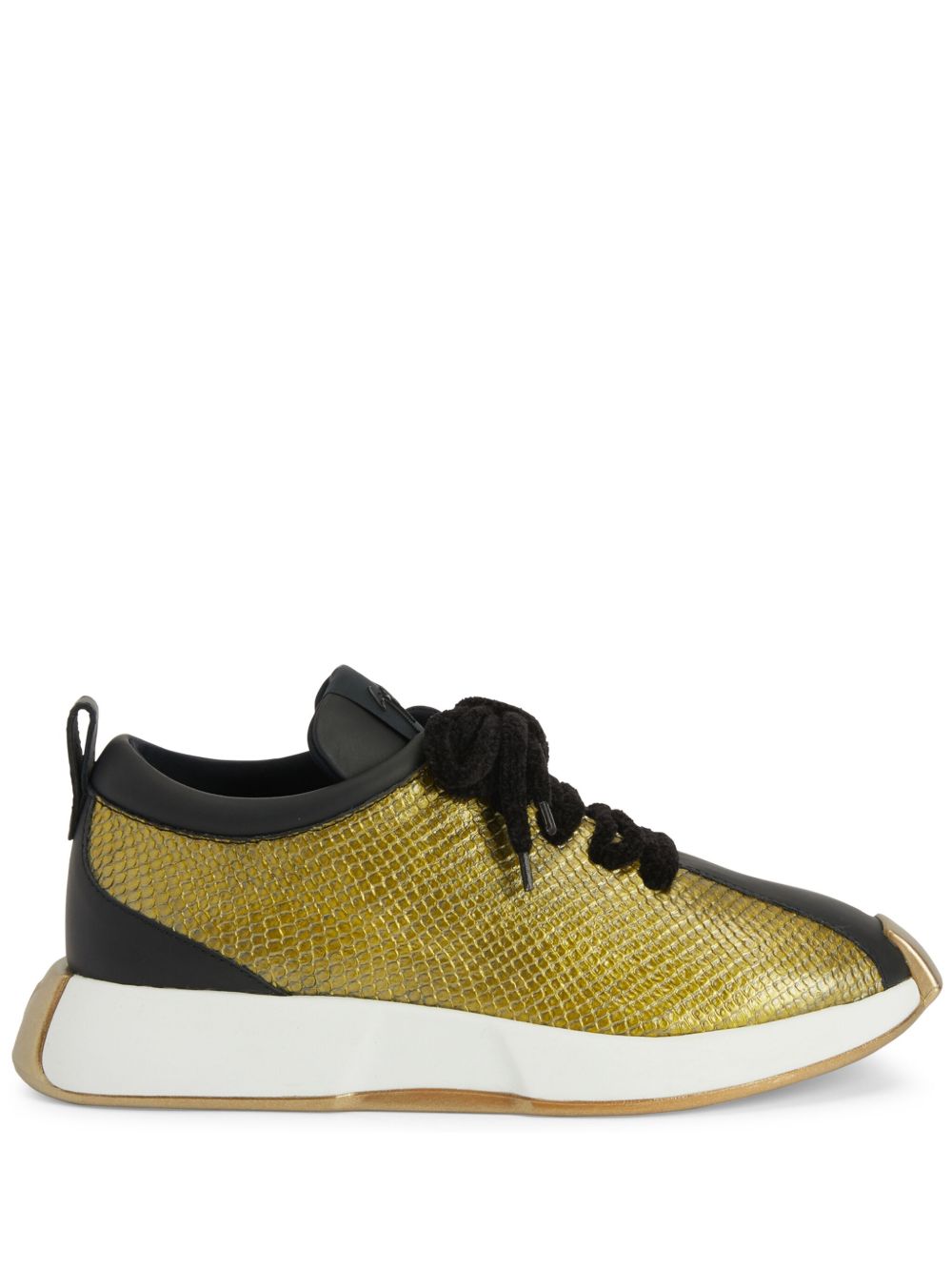 Giuseppe Zanotti Ferox 蛇皮效果拼接运动鞋 - 金色