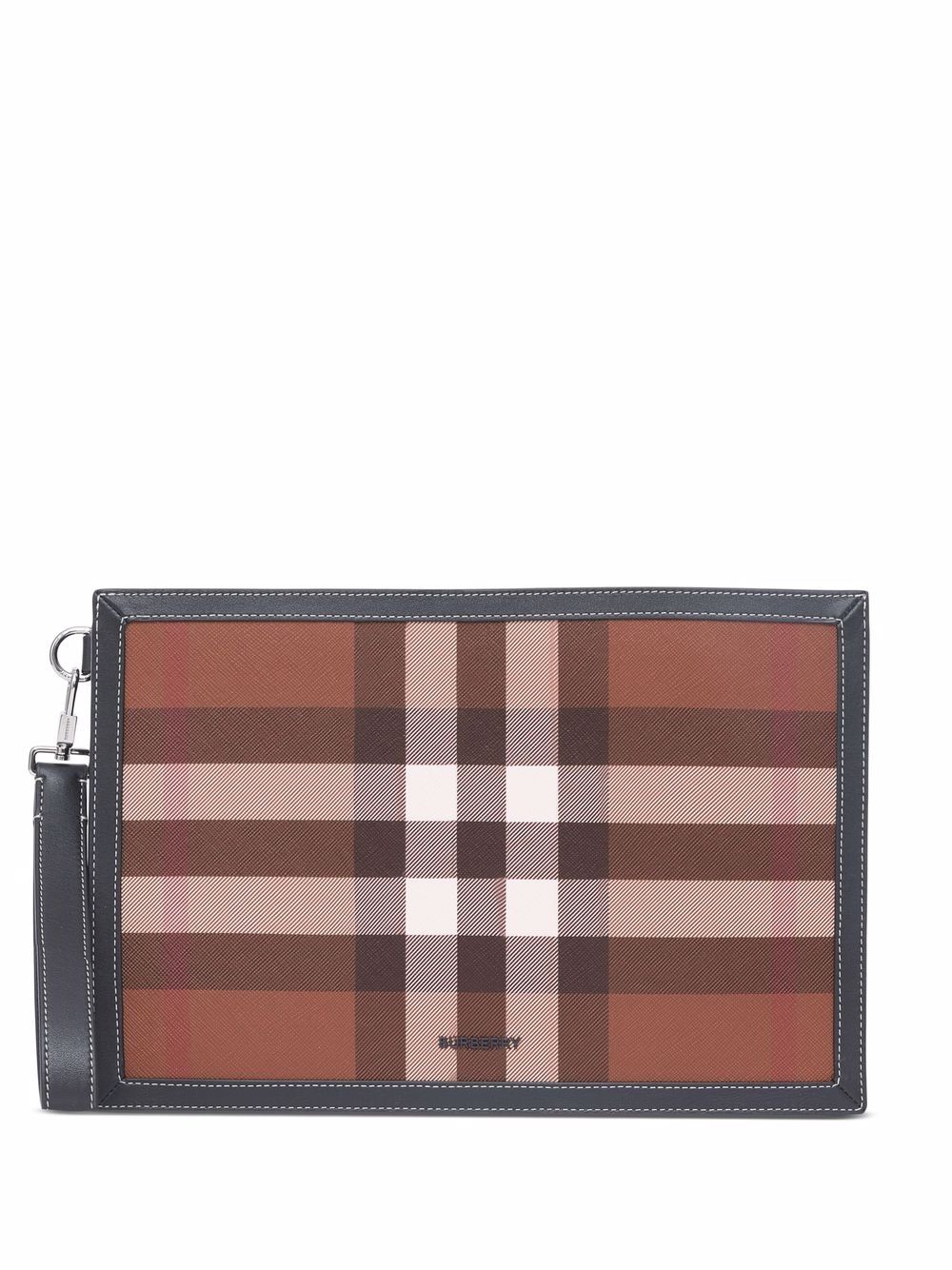 Burberry 博柏利 格纹图案皮质小袋 - 褐色