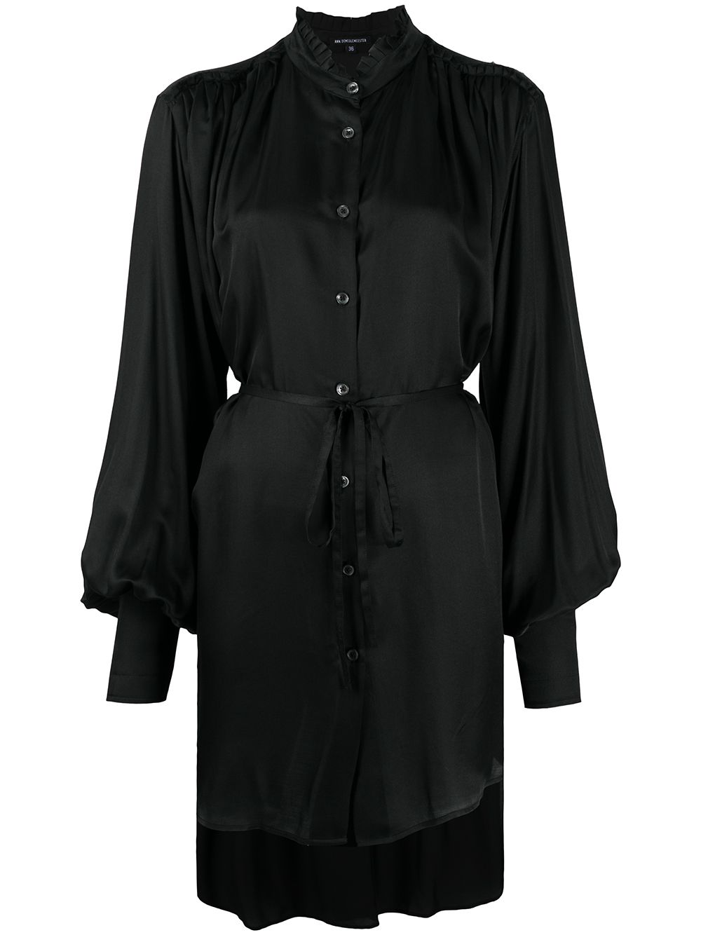Ann Demeulemeester 系带腰身长袖衬衫 - 黑色