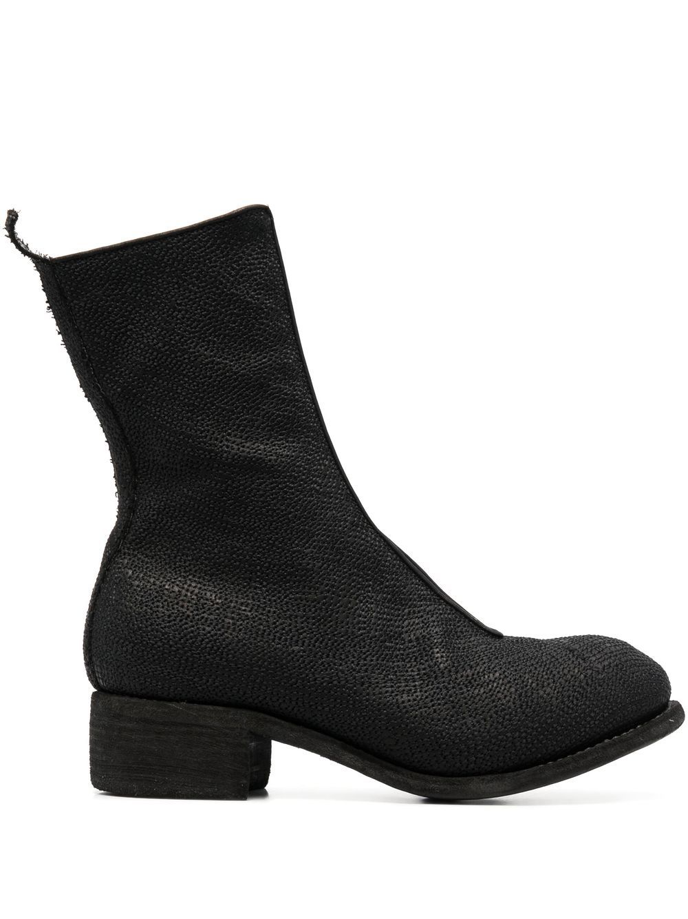 Guidi 拉链皮质短靴 - 黑色