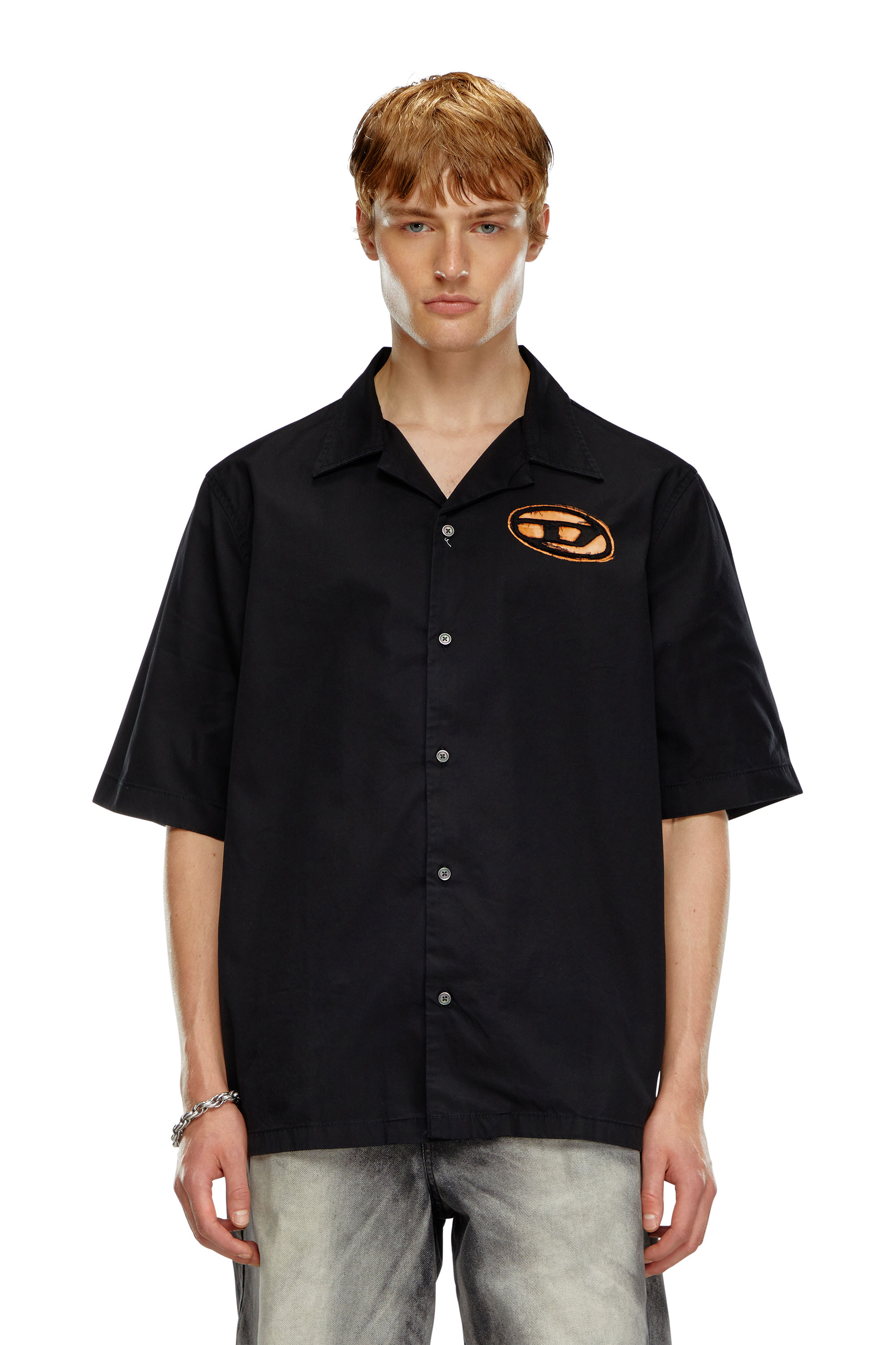 Diesel - Bowling shirt with bleached effect - Shirts - Man - Black