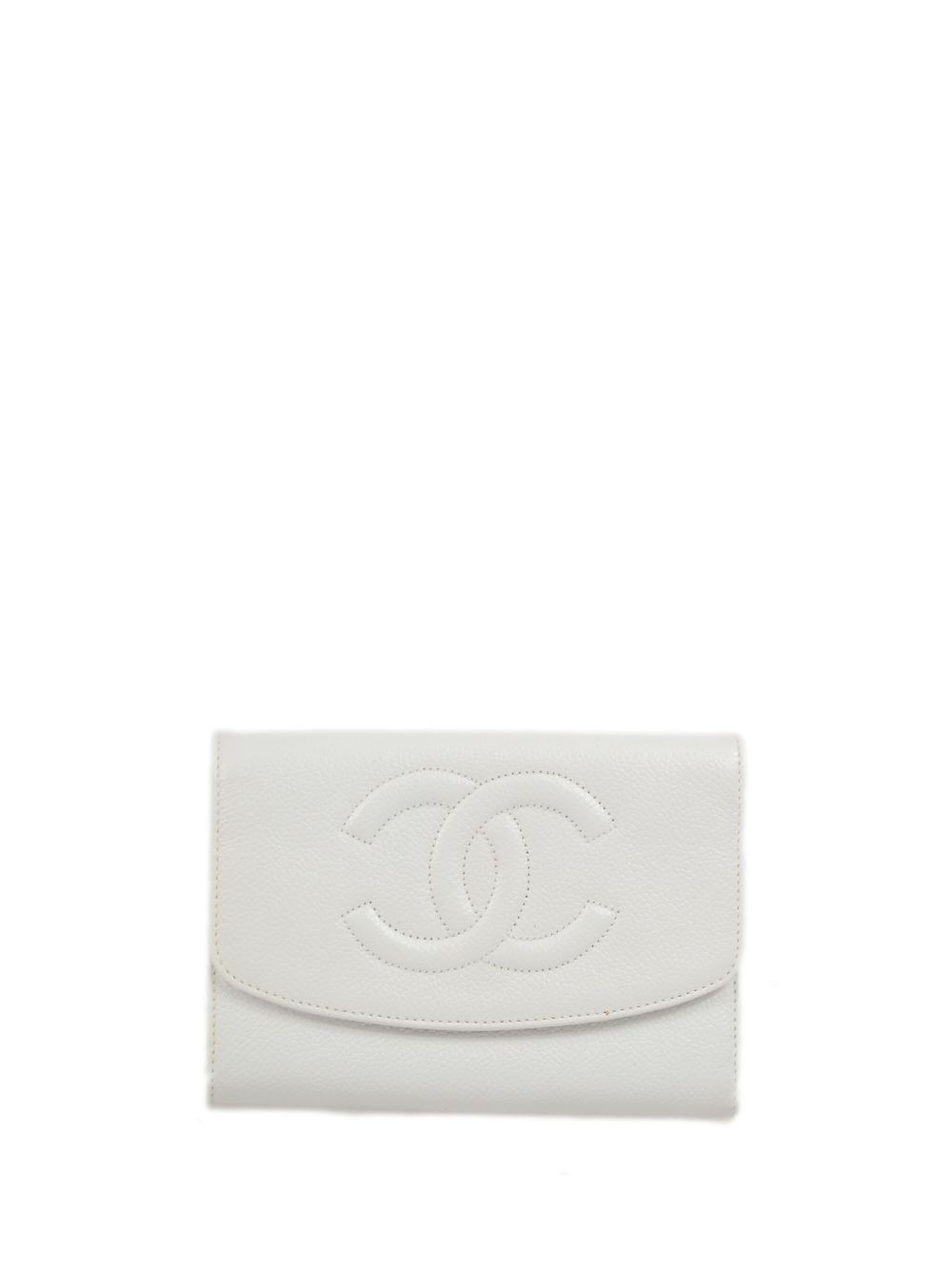 CHANEL Pre-Owned CC 缝线小号钱包（1998年典藏款） - 白色